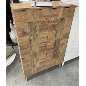 Ahşap Ayakkabılık Panjur Kapak Meşe 4 Raflı Demonte