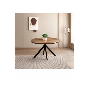 Ahşap Yuvarlak Açılır Büyüyen Yemek Masası Parlak Ceviz 70x120cm