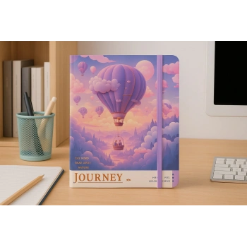 Ajanda Günlük Çizgili Not Defteri Notebook Mor Balon