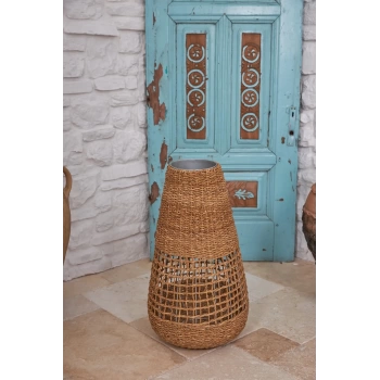 Dekoratif Desenli Agız Vazo Sepet Saksılık 16x62cm