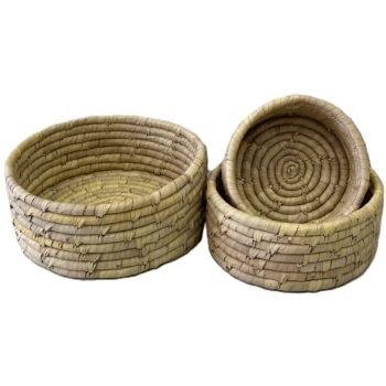 Dekoratif Oval Hasır Sepet 3 lü Set