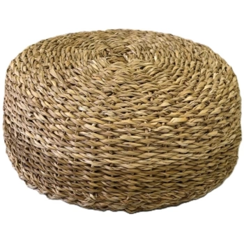 Dekoratif Yuvarlak Naturel Hasır Jüt Puf Minder 43x20cm