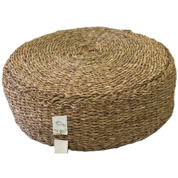 Dekoratif Yuvarlak Naturel Hasır Jüt Puf Minder 60x20cm