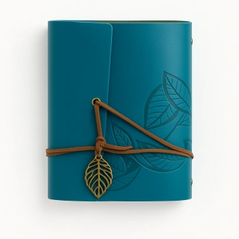 Deri Kapaklı Özel Tasarım Hediyelik Deri Kaplı Ajanda Anı Defteri Not Defteri Mavi 19cm