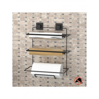 Mutfak Folyo Kağıt Havluluk Streç Tezgah Üstü Yapışkanlı Siyah