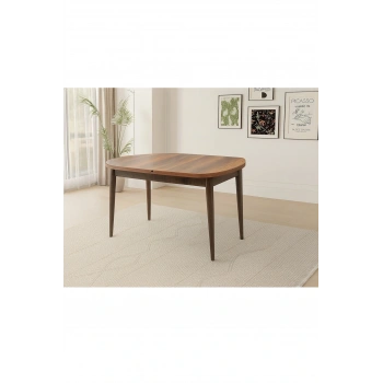 Ortadan Açılır Ahşap Yemek Masası Gizli Kaşıklık Bölmeli 80cm x 140cm Barok Ceviz