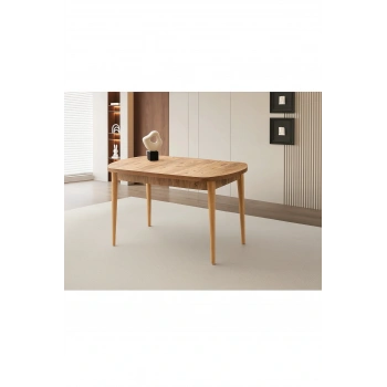 Ortadan Açılır Ahşap Yemek Masası Gizli Kaşıklık Bölmeli 80cm x 140cm DİŞ BUDAK