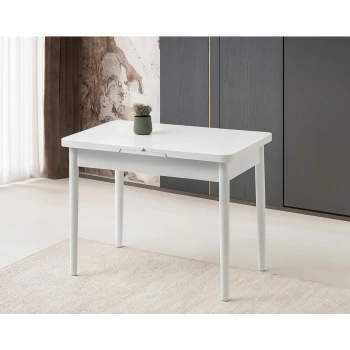 Ortadan Açılır Büyüyen Ahşap Yemek Masası Beyaz 60x100cm SADECE MASA FİYATIDIR