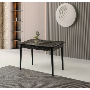 Ortadan Açılır Büyüyen Ahşap Yemek Masası Siyah Mermer 60x100cm SADECE MASA FİYATIDIR