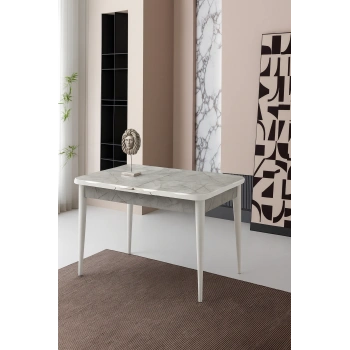 Ortadan Açılır Büyüyen Yemek Masası Mermer Desenli 70x120cm SADECE MASA FİYATIDIR
