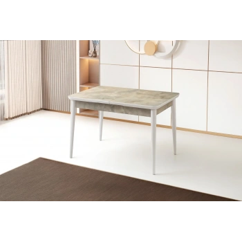 Ortadan Açılır Büyüyen Yemek Masası Mermer Desenli 80x130cm SADECE MASA FİYATIDIR
