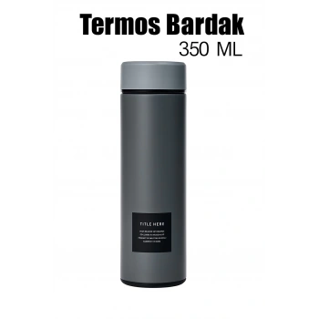 Paslanmaz Çelik Termos Su Şişesi 350ml Vakumlu Kapak Gri İthal Ürün