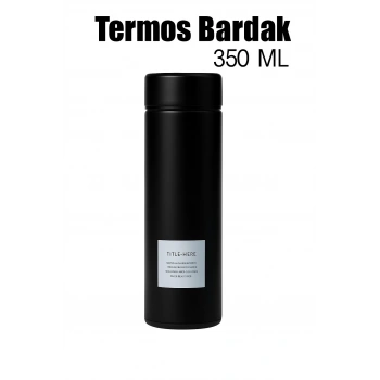 Paslanmaz Çelik Termos Su Şişesi 350ml Vakumlu Kapak Siyah İthal Ürün