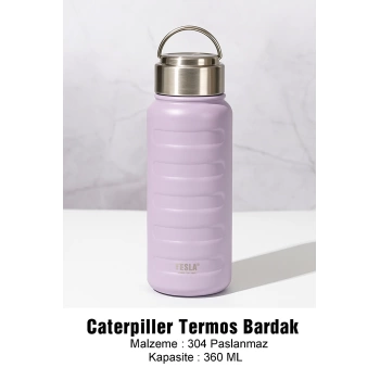 Paslanmaz Çelik Termos Su Şişesi 360ml Vakumlu Kapak Lila İthal Ürün