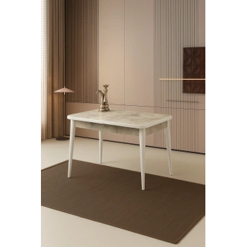 Rambla Ortadan Açılır Büyüyen Yemek Masası Mermer Desenli 90x160cm