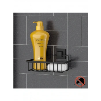 Tek Katlı Banyo Rafı Paslanmaz Siyah EasyFix