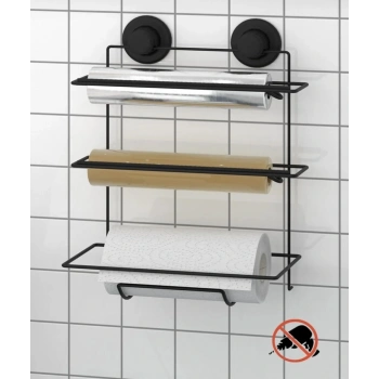 Vakumlu 3 Katlı Folyoluk Strech Film ve Kağıt Havluluk Siyah