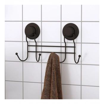 Vakumlu Banyo Tuvalet Havlu Askısı 4 Kancalı Siyah