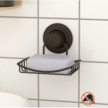 Vakumlu Paslanmaz Katı Sabunluk Siyah