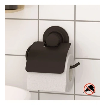 Vakumlu Tuvalet Kağıdı Askısı Kapaklı Siyah