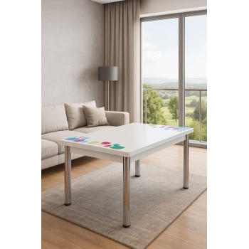Yandan Açılır Büyüyen Cam Mutfak Masası Damla 60x90cm SADECE MASA