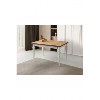 Yandan Açılır Büyüyen Yemek Masası Meşe-Beyaz 80x120cm SADECE MASA FİYATIDIR