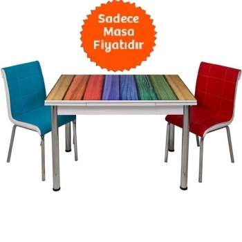 Yandan Açılır Cam Büyüyen Mutfak Masası 70x110cm RENKLİ AHŞAP SADECE MASA