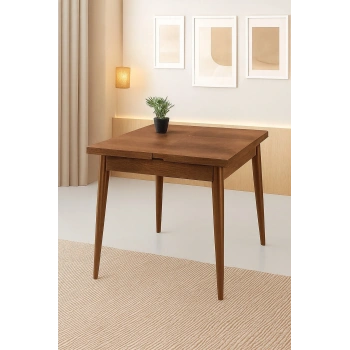 Yanlardan Açılır Büyüyen Yemek Masası Barok Ceviz 65x100cm SADECE MASA FİYATIDIR