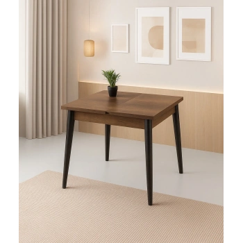 Yanlardan Açılır Büyüyen Yemek Masası Ceviz 75x80cm SADECE MASA FİYATIDIR