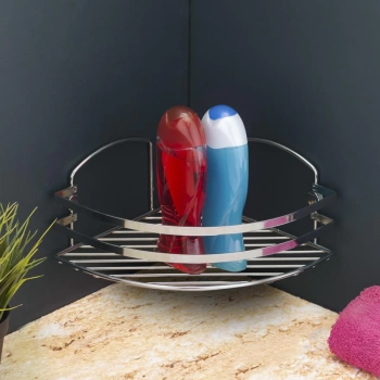Banyo Köşe Rafı Şampuanlık Paslanmaz Şampuanlık Oval
