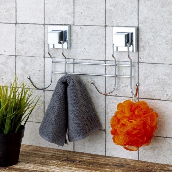 Banyo Havlu Askısı 4 Kancalı Paslanmaz Krom EasyFix