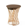 Yuvarlak Cam Zigon Sehpa 3 lü Gold Kaplama Bronz Cam