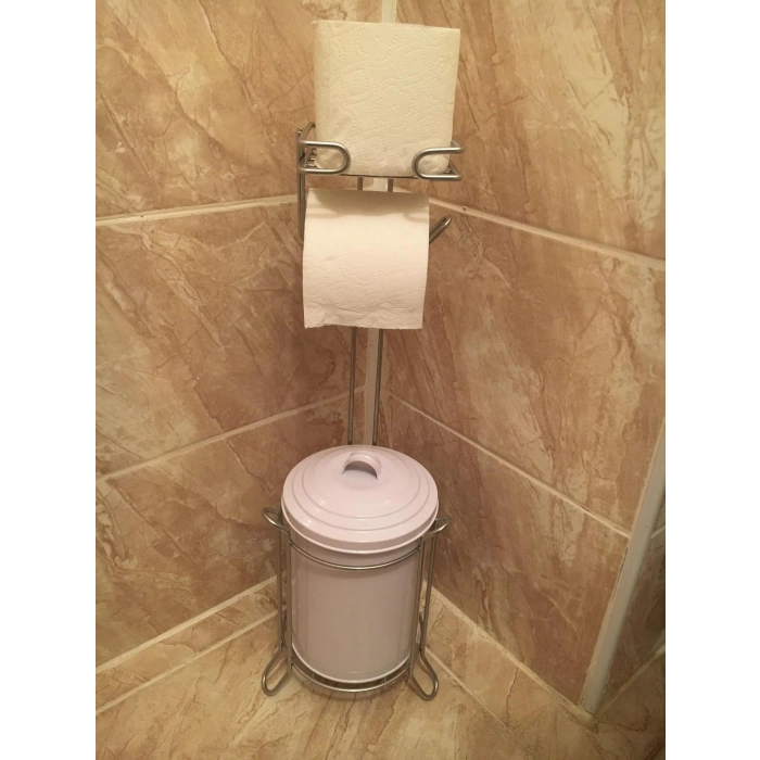 Banyo Tuvalet Kağıdı Askısı Çöp Kovası Yedekli Ayaklı
