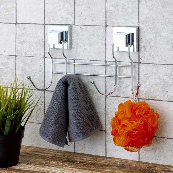 Banyo Havlu Askısı 4 Kancalı Paslanmaz Krom EasyFix