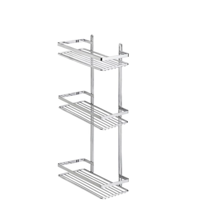 Metal Banyo Rafı Paslanmaz Krom Kaplı 3 Katlı
