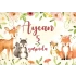 Sevimli Hayvanlar ve Çicekler Temalı Doğum Günü Afişi 50X70 cm