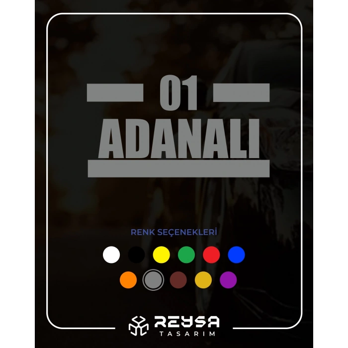 01 Adanalı Araba Sticker 17x17 Cm Gri