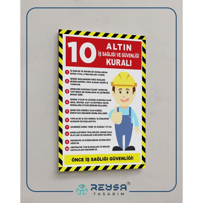 10 Altın İSG Kuralı Sticker 20X28 Cm