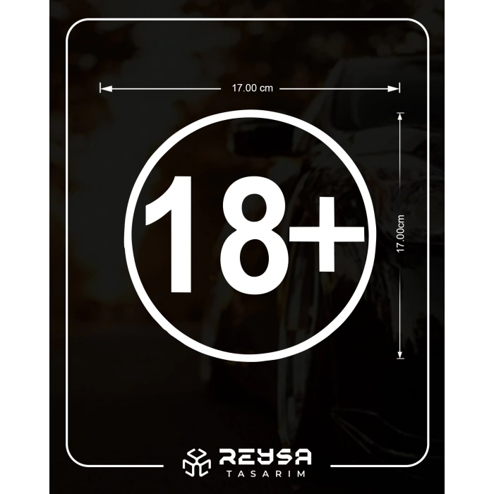 18+ Araba Stickeri 17x17 Cm Beyaz