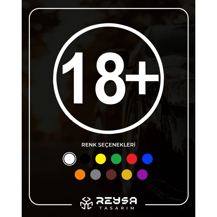 18+ Araba Stickeri 17x17 Cm Beyaz