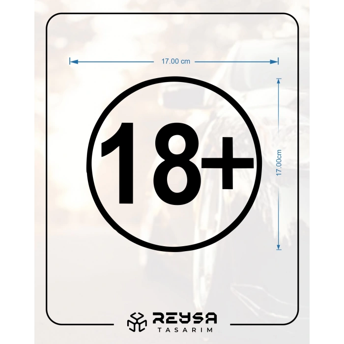 18+ Araba Stickeri 17x17 Cm Siyah