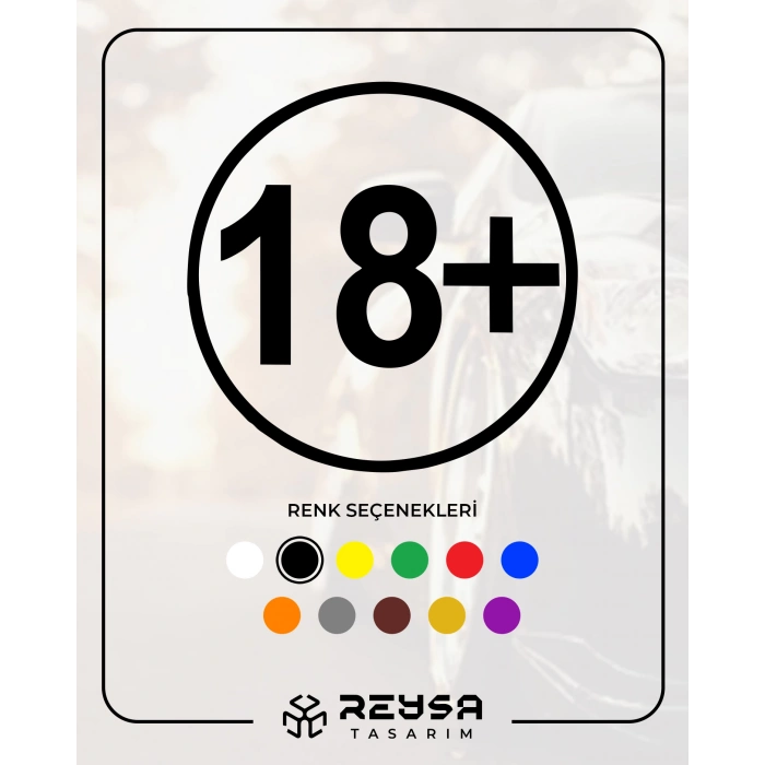 18+ Araba Stickeri 17x17 Cm Siyah