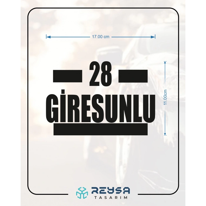 28 Giresunlu Araba Sticker 17x17 Cm Siyah