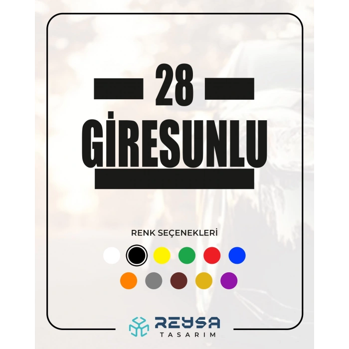 28 Giresunlu Araba Sticker 17x17 Cm Siyah