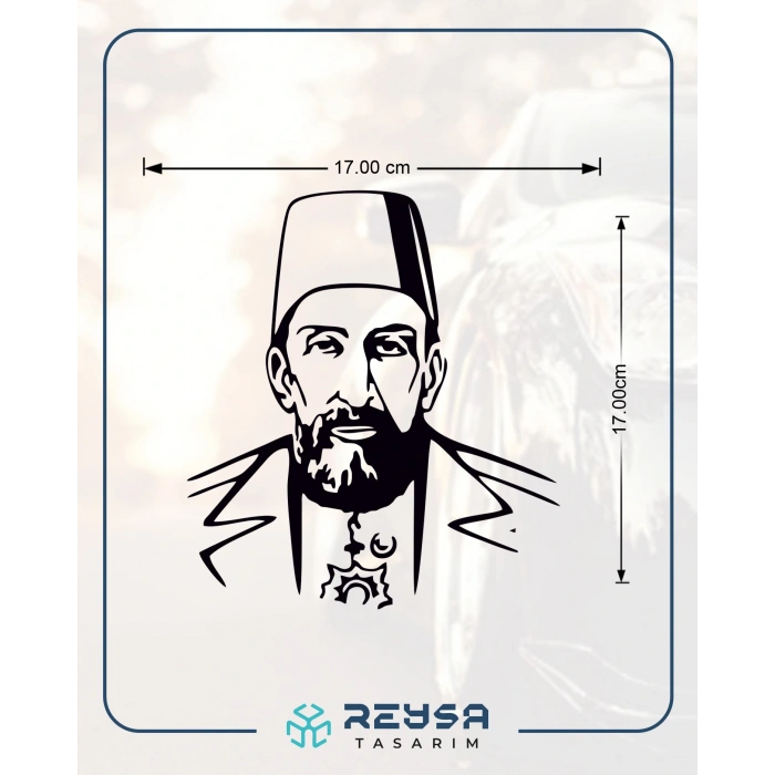 2.Abdülhamit Silüet Sticker 17x17 Cm Siyah
