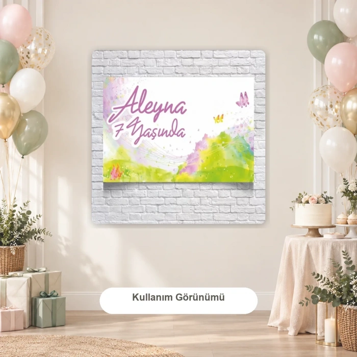 Renkli Kelebek Temalı Doğum Günü Afişi 70X100 cm