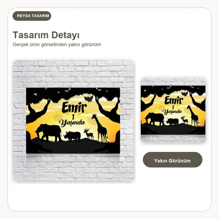 Safari Gün Batımı Temalı Doğum Günü Afişi 100X150 cm