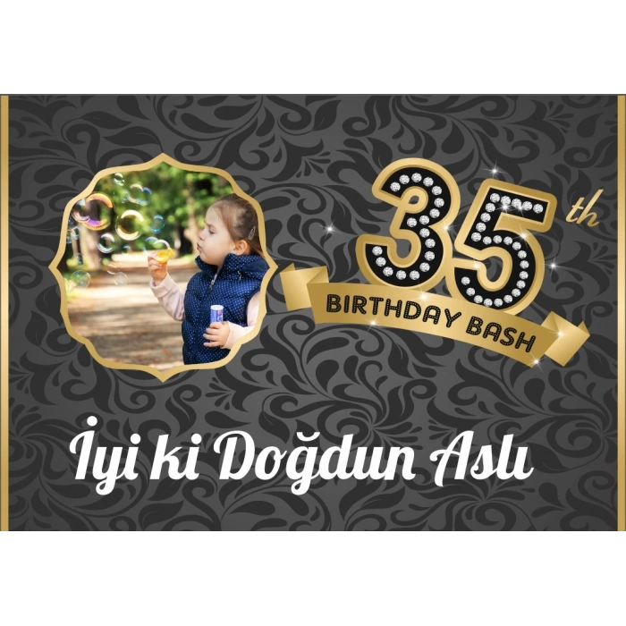 35 Yaş Temalı Doğum Günü Afişi 100X150 cm