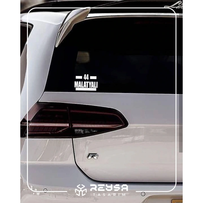 44 Malatyalı Araba Sticker 17x17 Cm Beyaz