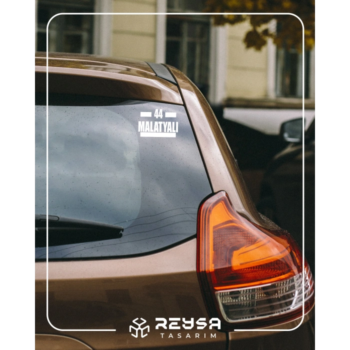 44 Malatyalı Araba Sticker 17x17 Cm Beyaz